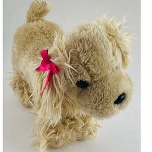 Cocker Spaniel Purse Dog Battat Pucci Pup Plush Pink Bow Stuffed Animal Tan 10”